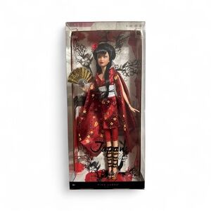Barbie in Red Kimono with Gold Fan